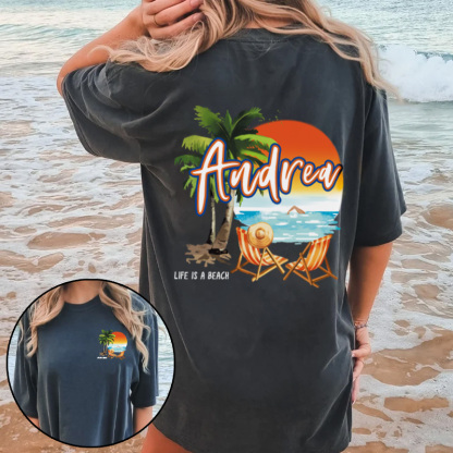 Personalized Girls Trip Name Oversized Women Shirt Beach Holiday T-shirt