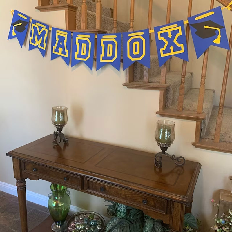 Large Graduation Banner with Varsity Color Letters Perfect Graduation Party