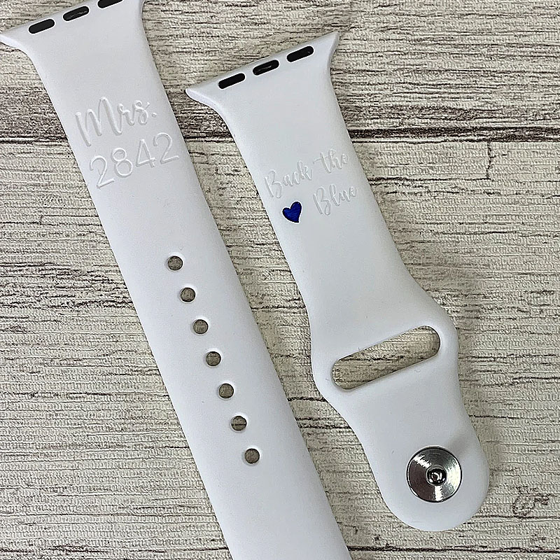 Back The Blue Engraved Apple Watch Band