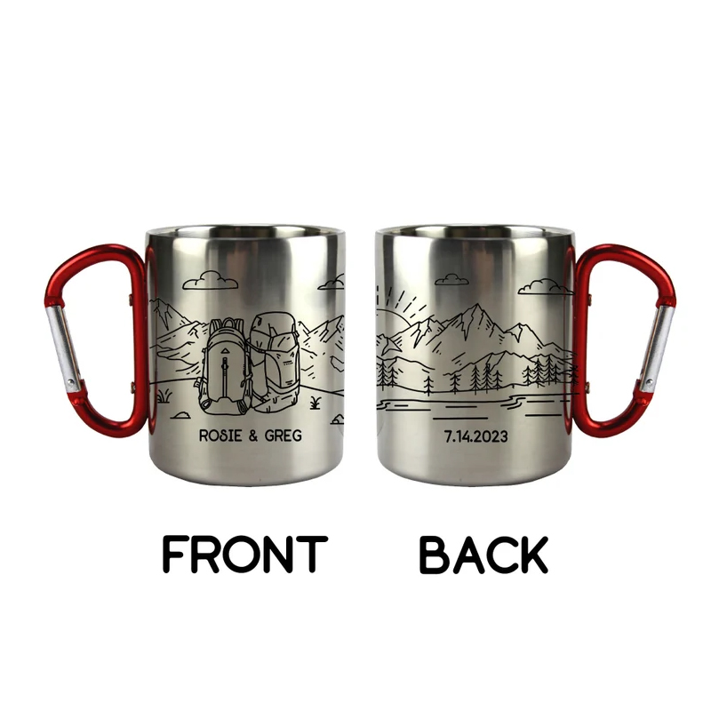 Backpack Personalized Carabiner Mug Trail Hiking Camp Cup
