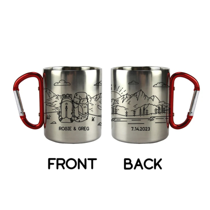 Backpack Personalized Carabiner Mug Trail Hiking Camp Cup