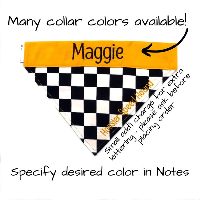 Personalized Racing Check Embroidery Dog Bandana
