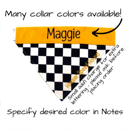 Personalized Racing Check Embroidery Dog Bandana