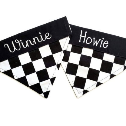 Personalized Racing Check Embroidery Dog Bandana