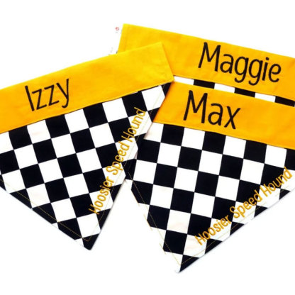 Personalized Racing Check Embroidery Dog Bandana