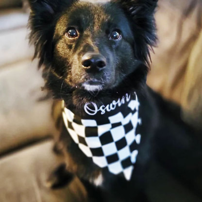 Personalized Racing Check Embroidery Dog Bandana