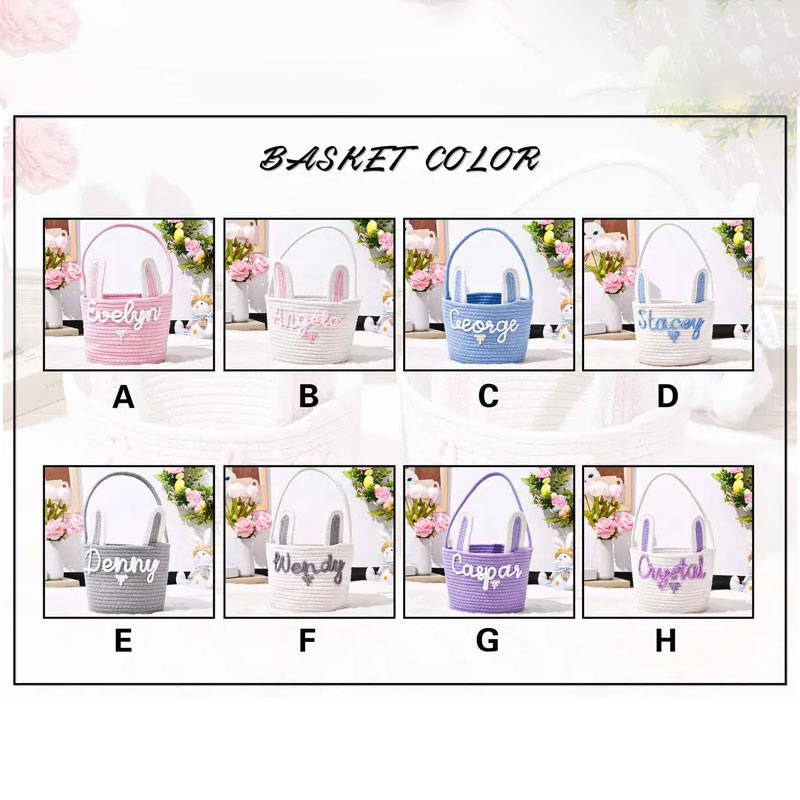 Custom Name Rabbit Ears Cotton Rope Woven Storage Basket