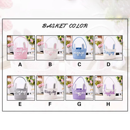 Custom Name Rabbit Ears Cotton Rope Woven Storage Basket