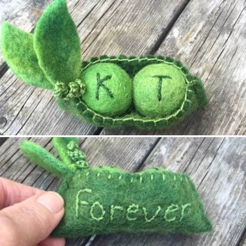 Personalized Two Peas in a Pod, Anniversary Gift Wool