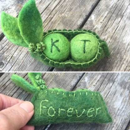 Personalized Two Peas in a Pod, Anniversary Gift Wool