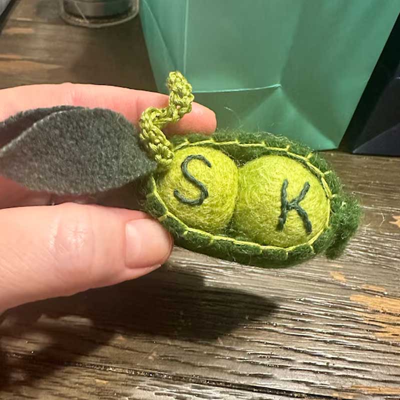 Personalized Two Peas in a Pod, Anniversary Gift Wool