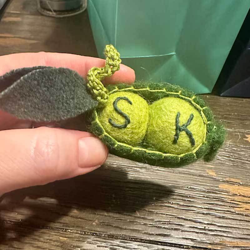 Personalized Two Peas in a Pod, Anniversary Gift Wool