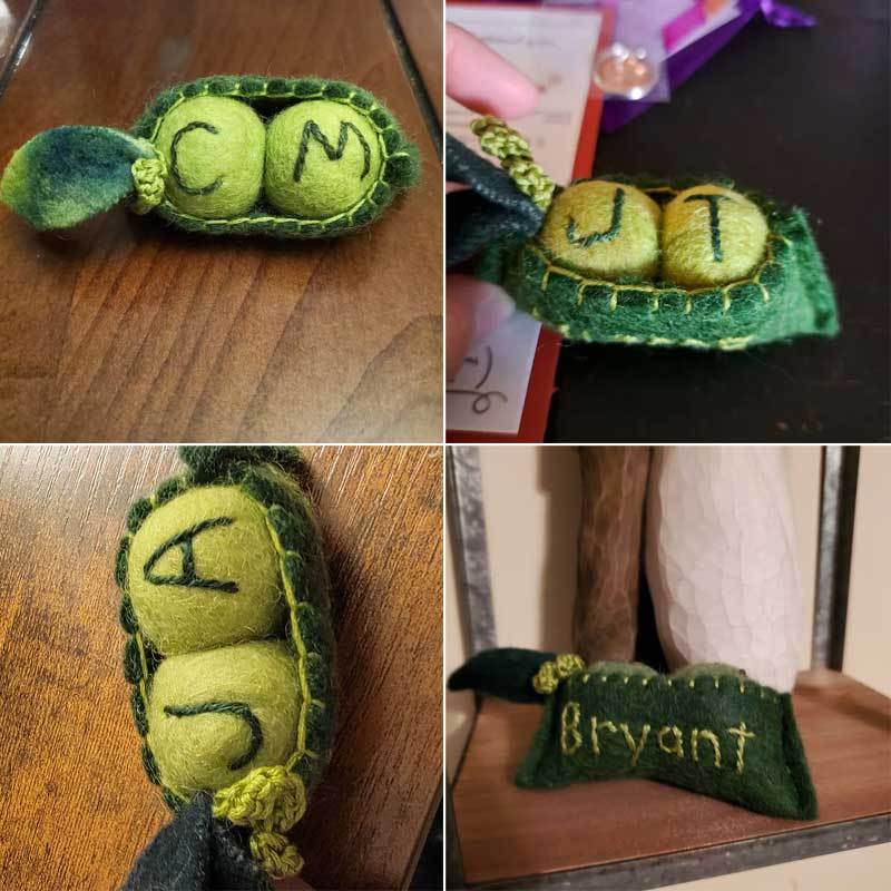 Personalized Two Peas in a Pod, Anniversary Gift Wool