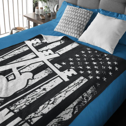 Personalized Lineman US Flag Blanket