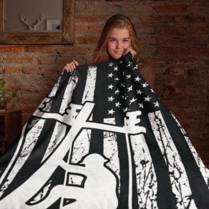 Personalized Lineman US Flag Blanket