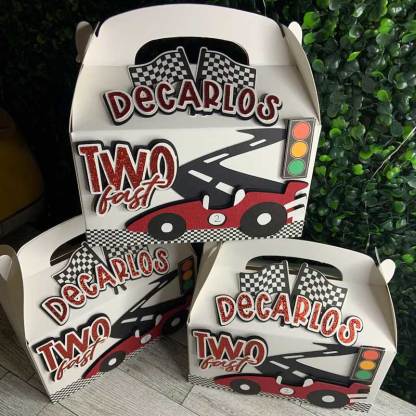 Race Car Party Boxes, Custom Speedy Car Party Boxes