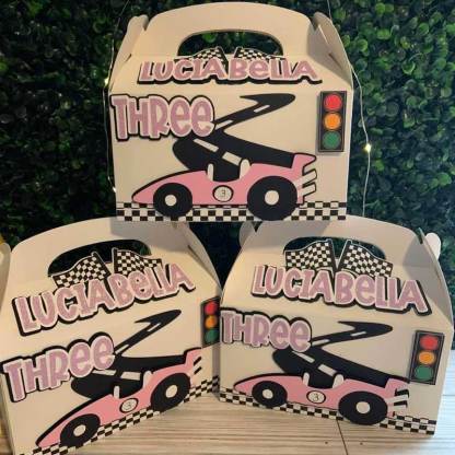 Race Car Party Boxes, Custom Speedy Car Party Boxes