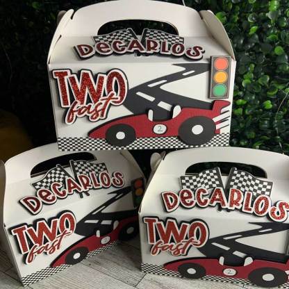 Race Car Party Boxes, Custom Speedy Car Party Boxes