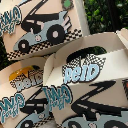 Race Car Party Boxes, Custom Speedy Car Party Boxes