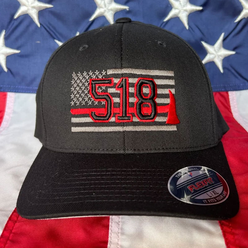 Personalization Thin Red Line Axe Firefighter 3D Station Number Block Cap