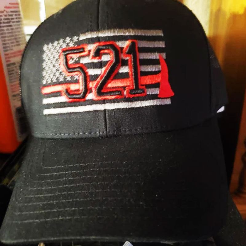 Personalization Thin Red Line Axe Firefighter 3D Station Number Block Cap