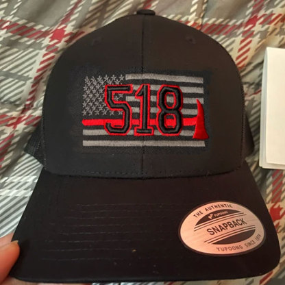 Personalization Thin Red Line Axe Firefighter 3D Station Number Block Cap
