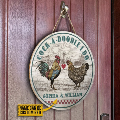 Chicken I Do Custom Personalized Wood Door Sign