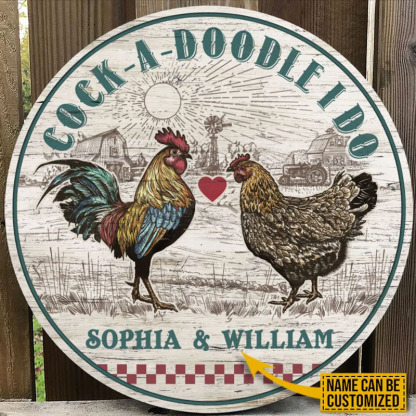 Chicken I Do Custom Personalized Wood Door Sign