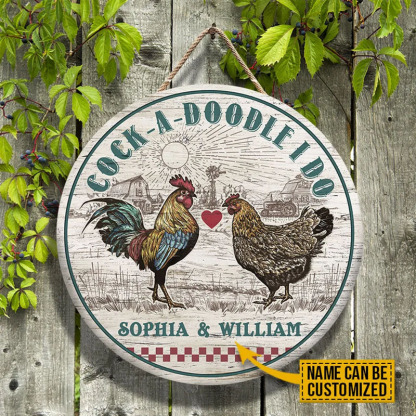 Chicken I Do Custom Personalized Wood Door Sign