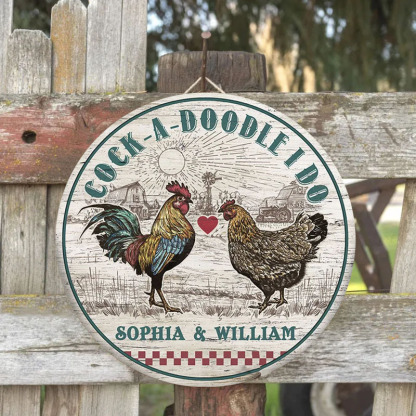 Chicken I Do Custom Personalized Wood Door Sign