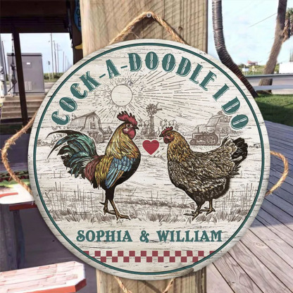 Chicken I Do Custom Personalized Wood Door Sign
