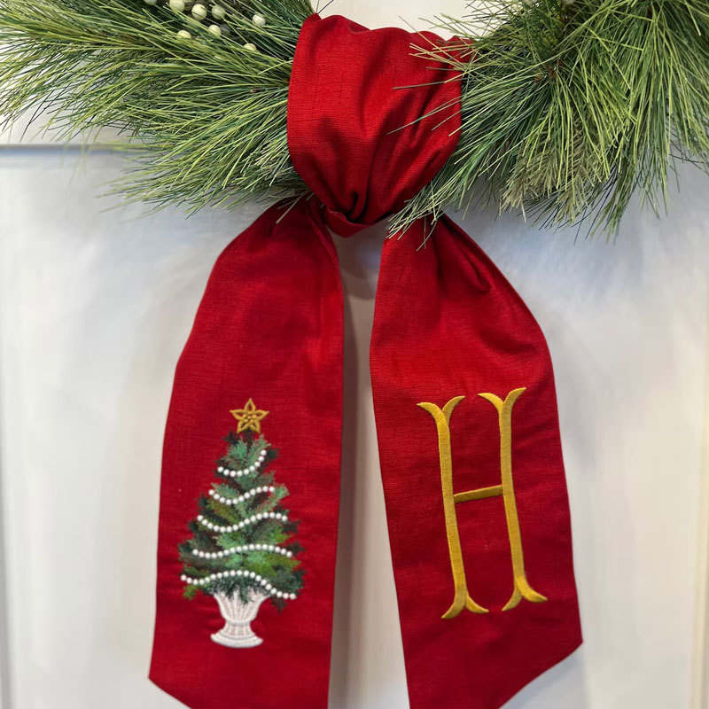 Christmas Tree Wreath Sash with Monogram