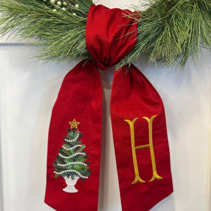 Christmas Tree Wreath Sash with Monogram