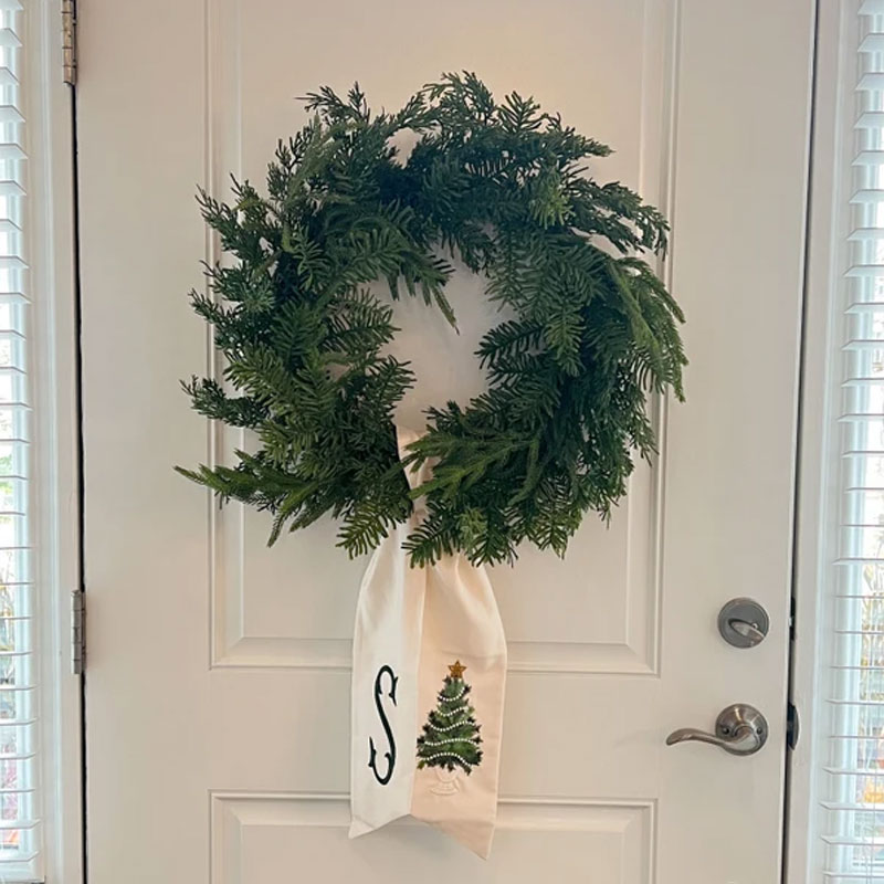 Christmas Tree Wreath Sash with Monogram