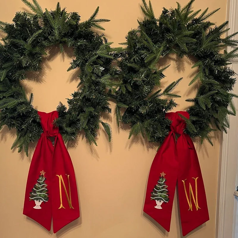 Christmas Tree Wreath Sash with Monogram