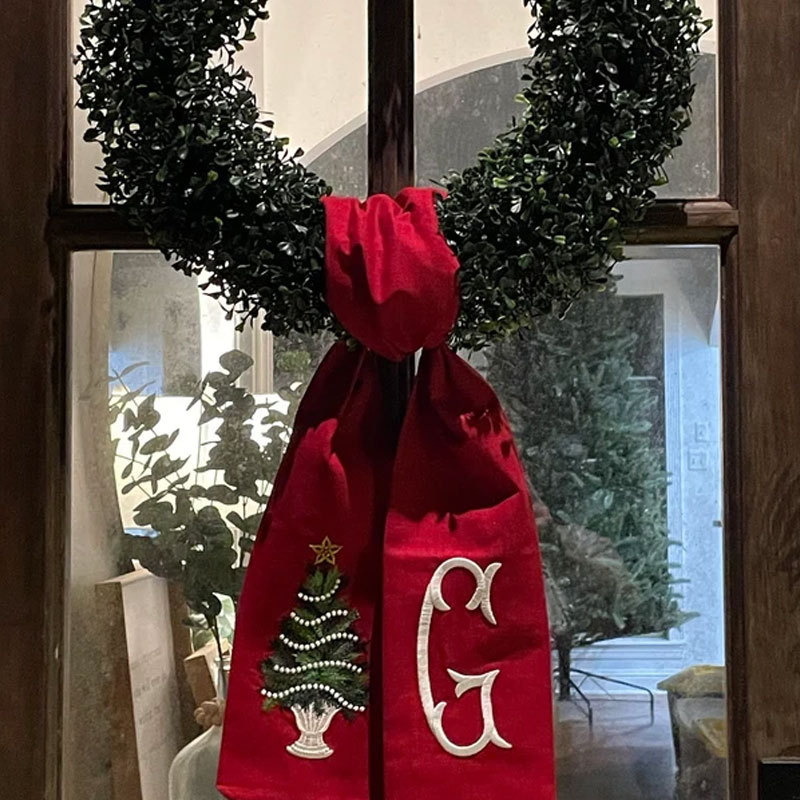 Christmas Tree Wreath Sash with Monogram