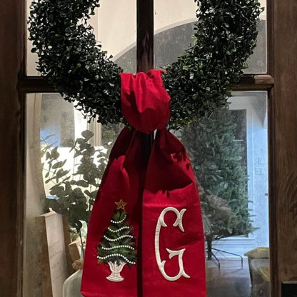 Christmas Tree Wreath Sash with Monogram