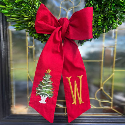 Christmas Tree Wreath Sash with Monogram