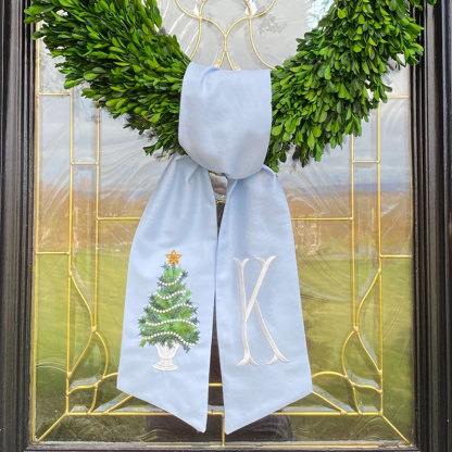 Christmas Tree Wreath Sash with Monogram