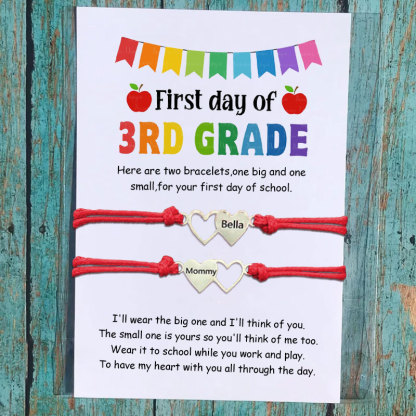 Custom Back to School Engraved Heart Mommy and Me Matching Bracelets
