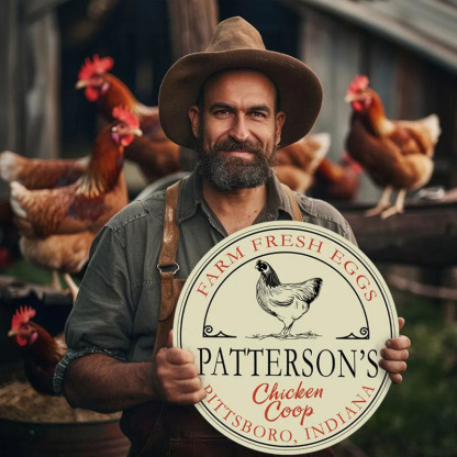 Custom Farm Fresh Eggs Round Wooden Sign