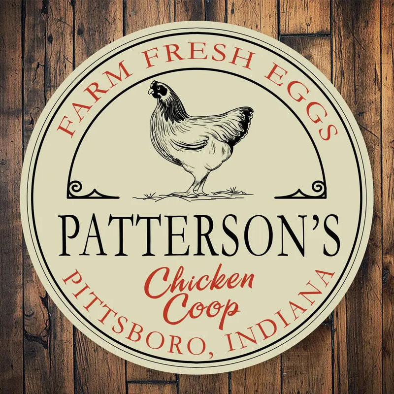Custom Farm Fresh Eggs Round Wooden Sign
