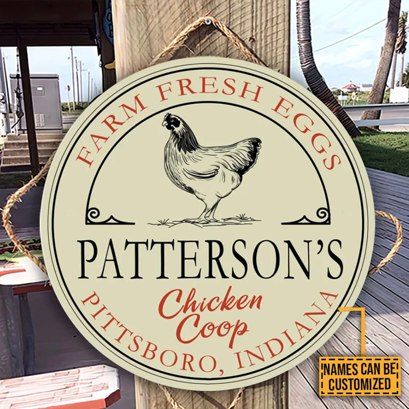 Custom Farm Fresh Eggs Round Wooden Sign