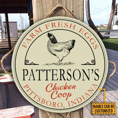 Custom Farm Fresh Eggs Round Wooden Sign