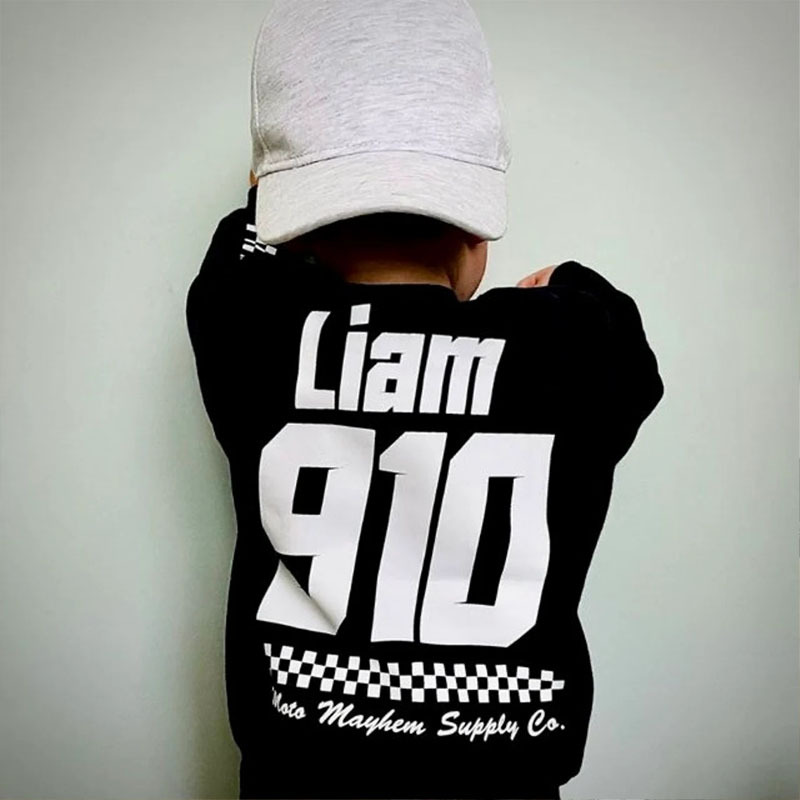 Custom Kids Race Name & Number Motorsport Sweatshirt