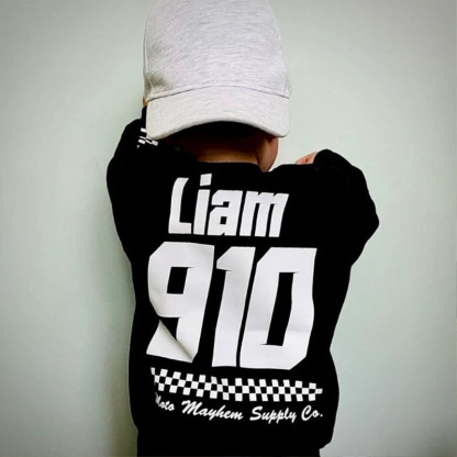 Custom Kids Race Name & Number Motorsport Sweatshirt