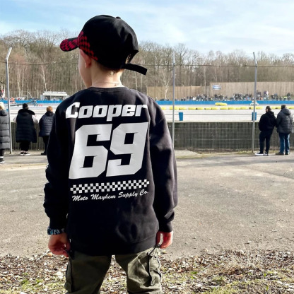 Custom Kids Race Name & Number Motorsport Sweatshirt