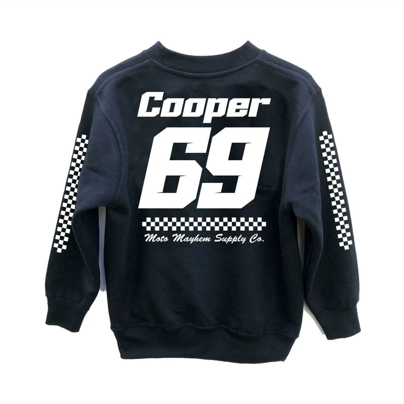 Custom Kids Race Name & Number Motorsport Sweatshirt