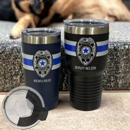 Custom Police Badge Stainless Steel Insulated Tumbler
