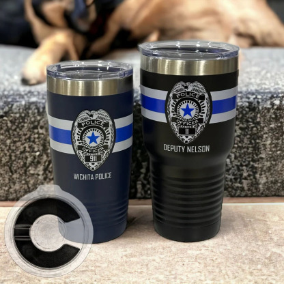 Custom Police Badge Stainless Steel Insulated Tumbler